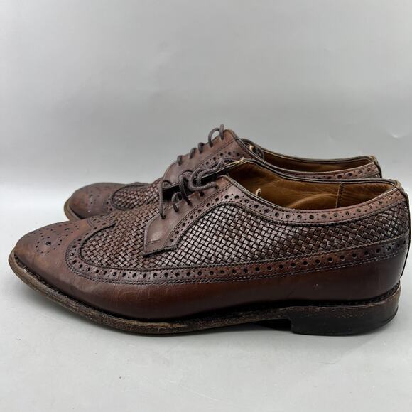 Allen Edmonds Leiden Woven Wingtip Oxford Men Size 8.5 3E Brown Brogue Low Shoes main image 5